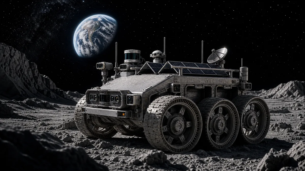 The Mow My World robot on the Moon