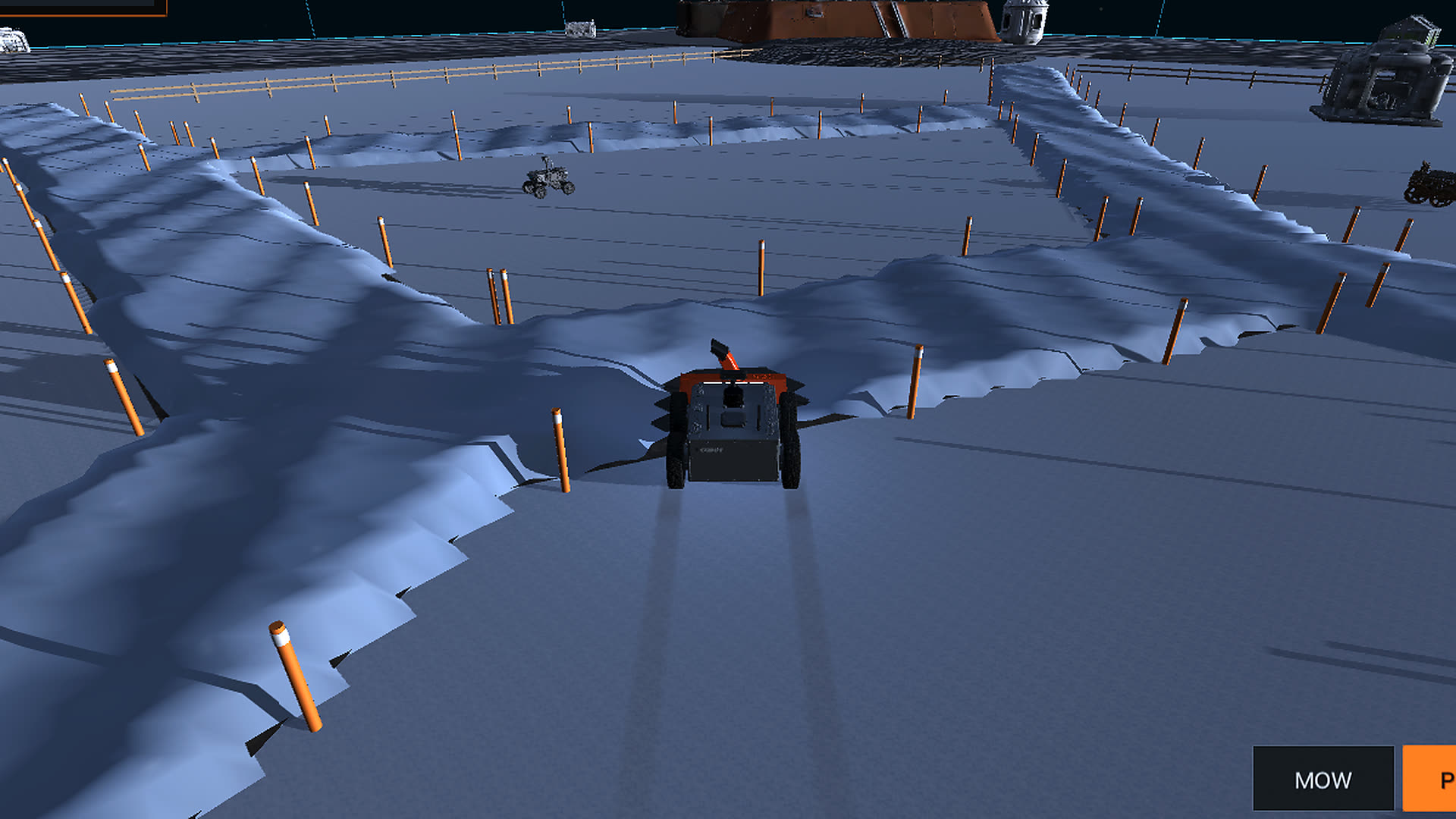 Snow plow gameplay with CCBOT in a winter scene