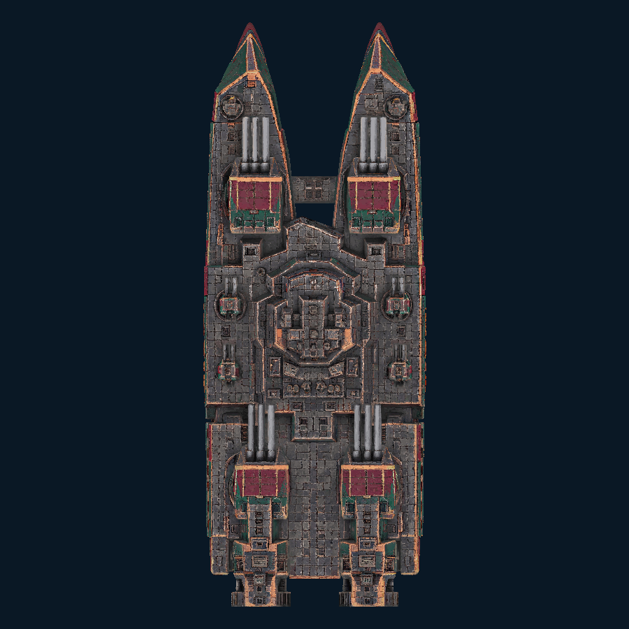Lamellar Broadwall-class Heavy Battleship — Top view