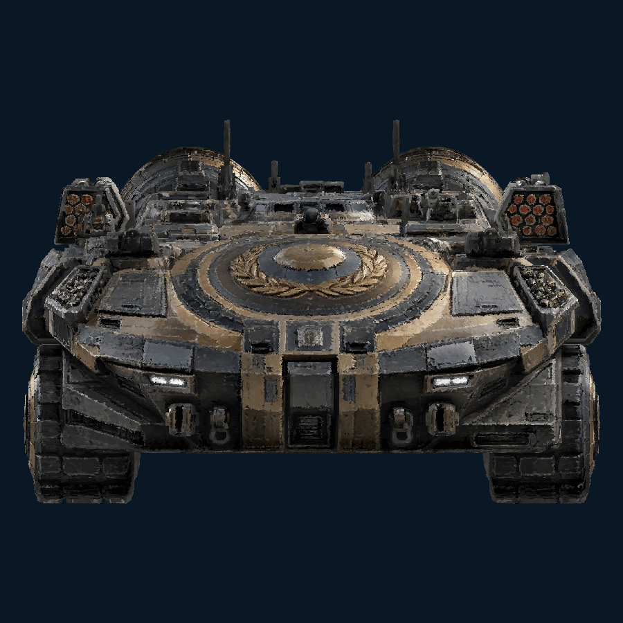 Roundwall 8x8-class Land-Space Fortress — front model view