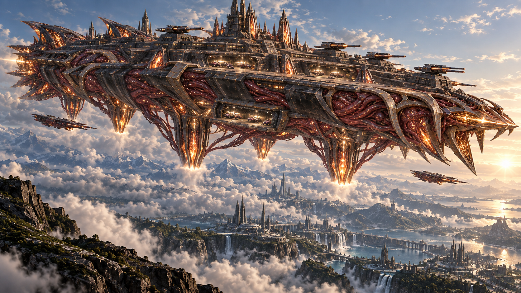 Meldaen airborne war organism above a converted storm landscape