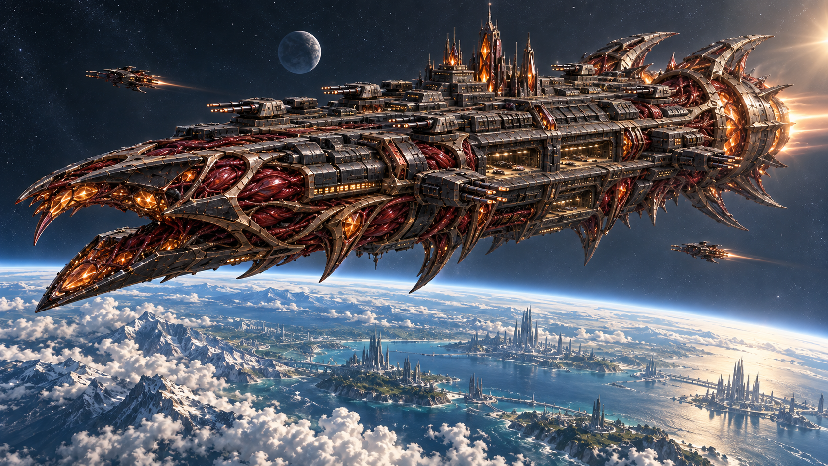 Meldaen orbital fleet above a world under conversion