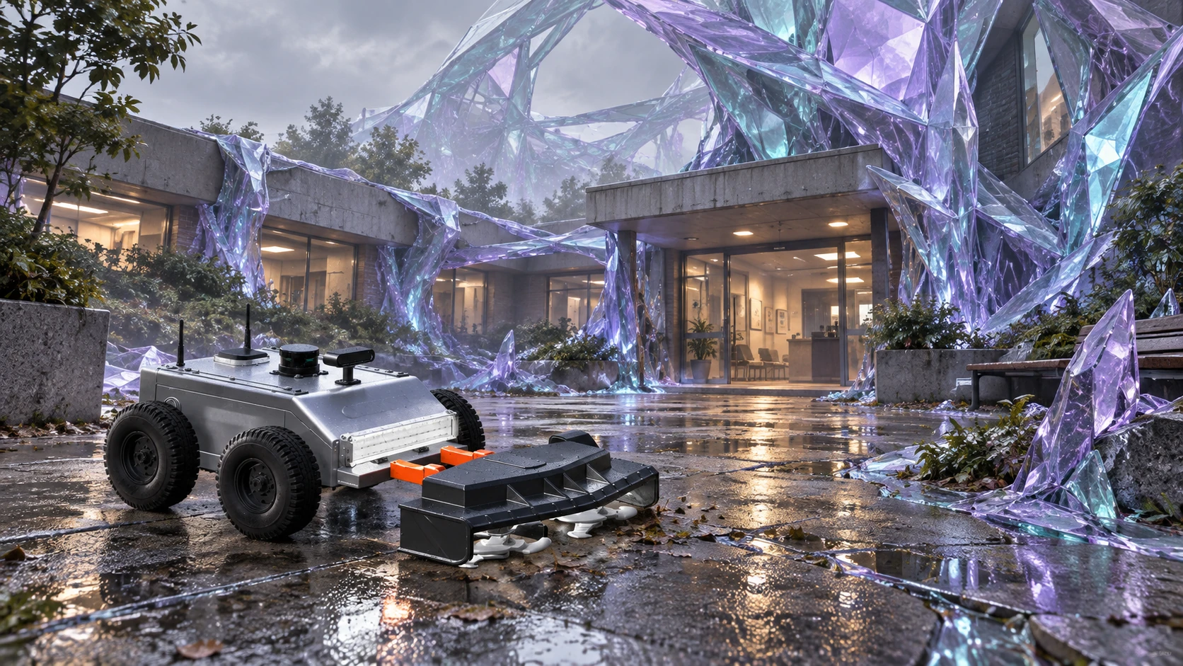 CCBOT faces a landscape overtaken by luminous crystal