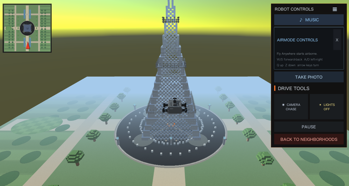 AirMode flight view around an Eiffel Tower landmark build