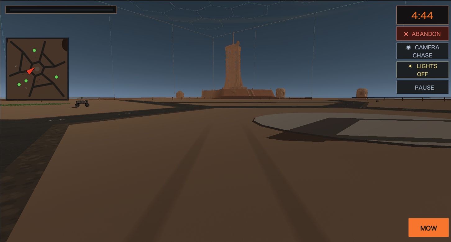 Mars mission environment with CCBOT driving through a red-planet service zone